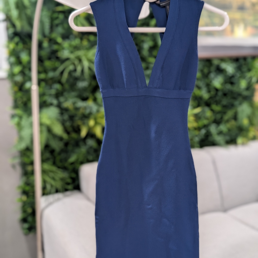 BCBGMaxAzria Navy Backless Dress